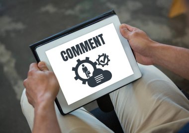 Yorum metin ve grafik tablet ekranında 