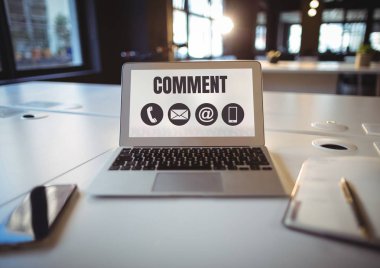 Açıklama metni ve grafikleri dizüstü ekran üzerinde