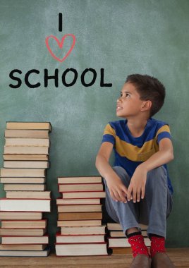 Öğrenci çocuk masasında