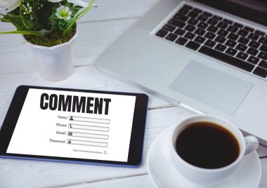 Yorum metin ve grafik tablet ekranında