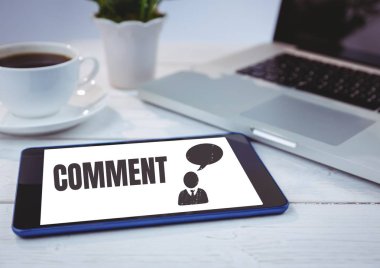 Yorum metin ve sohbet grafik tablet ekranında