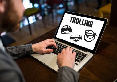 Metin ve çizgi film ağız grafik laptop trolling 