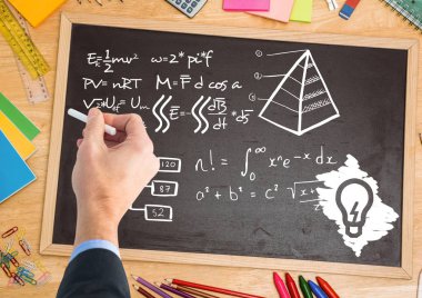 El yazılı denklemler üzerinde yazı tahtası