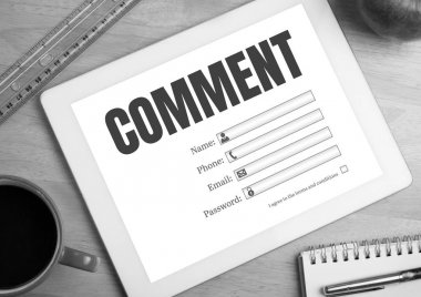 Yorum metin ve grafik tablet ekranında