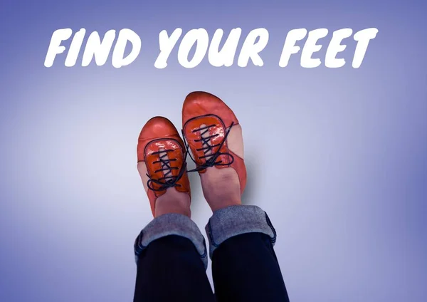 Find your feet text and Red shoes — Stock Photo, Image