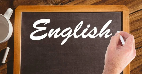 Hand schrijven van Engels op blackboard — Stockfoto