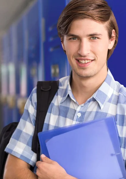 Male student holding files — Stock Photo, Image