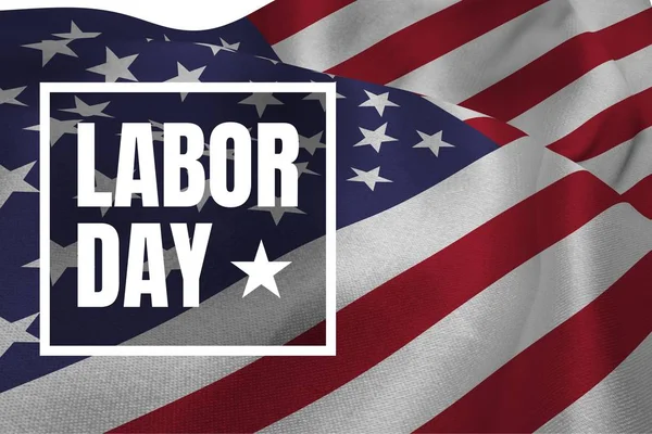 Labor day text over US flag — Stock Photo, Image