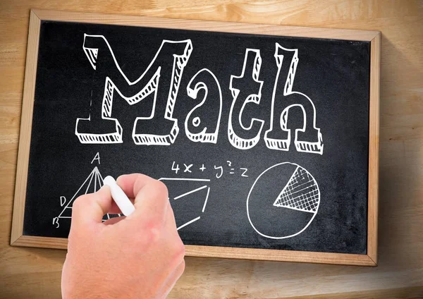 Ręka pisania równań matematycznych na tablicy — Zdjęcie stockowe