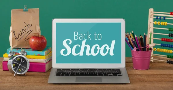 Computer on a school table — Stock Photo, Image