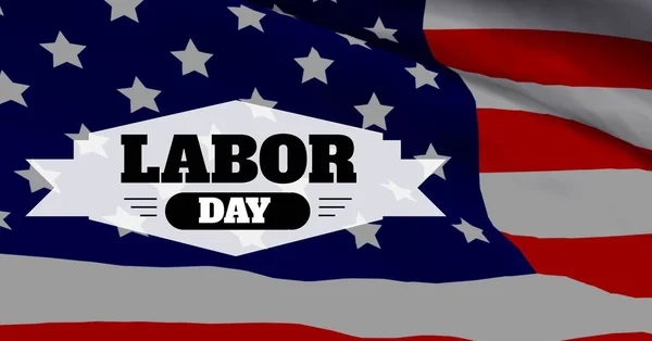 Labor day text over US flag — Stock Photo, Image