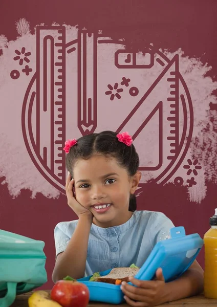 Student girl at table — Stock Photo, Image