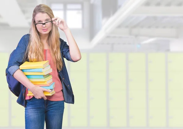 Studentka hospodářství knihy — Stock fotografie