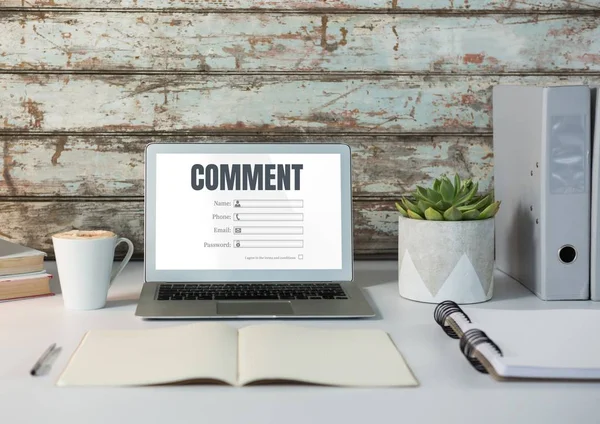 Açıklama metni ve grafiği dizüstü bilgisayar ekranında