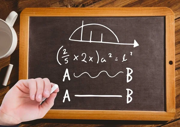 Escritura a mano ecuaciones matemáticas en pizarra — Foto de Stock