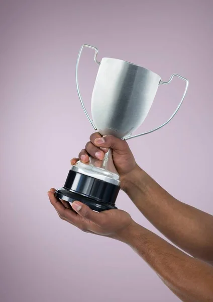 Person holding a trophy on hands — Stock Photo, Image