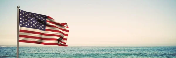 Bandera 3D USA contra fondo de playa —  Fotos de Stock