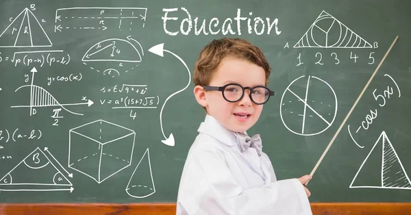 Boy teacher explaining diagrams Royalty Free Stock Photos