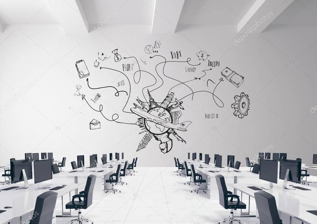 Conceptual graphic on 3D room wall