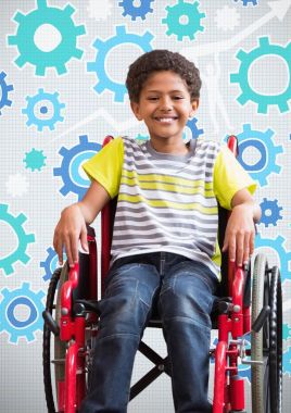 Tekerlekli sandalyeye mahkum ayarları cog gears ile engelli çocuk