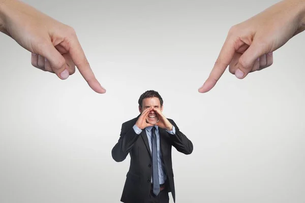 Manos apuntando al hombre de negocios — Foto de Stock