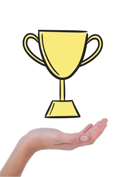 Person holding a trophy icon — Stock Photo, Image