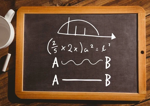 Equações matemáticas em quadro negro com giz — Fotografia de Stock
