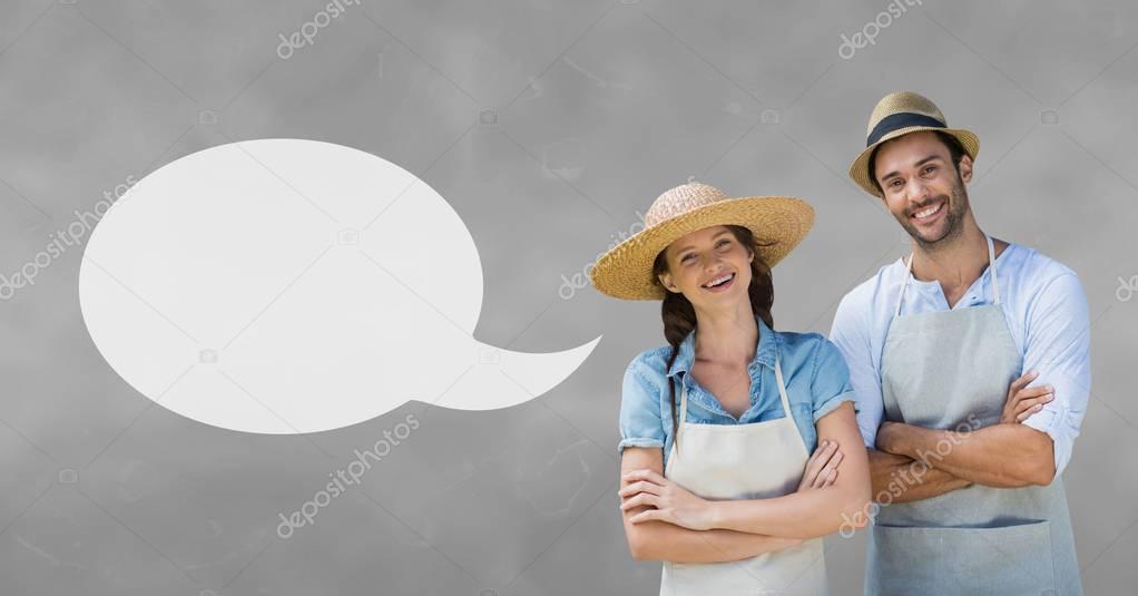 Couple with speech bubble 