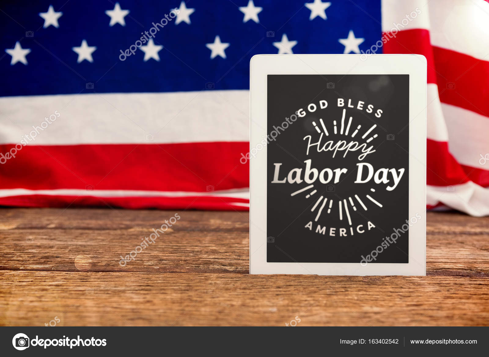 Happy labor day text on tablet — Stock