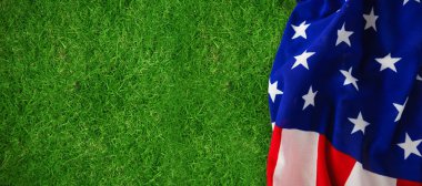çimlerin üzerine Amerikan bayrağı