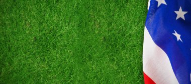 çimlerin üzerine Amerikan bayrağı