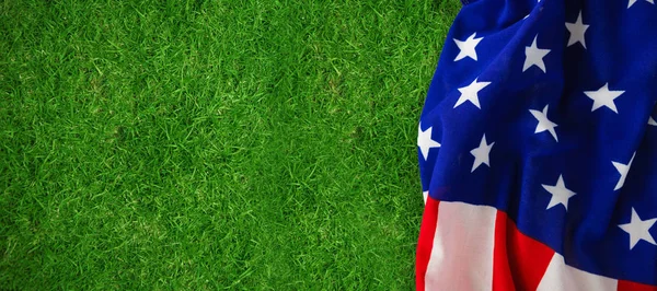 çimlerin üzerine Amerikan bayrağı