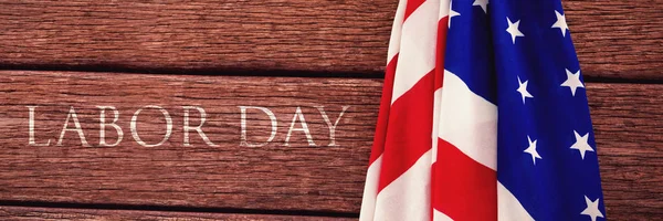 노동의 날 텍스트 및 미국 국기 — 스톡 사진