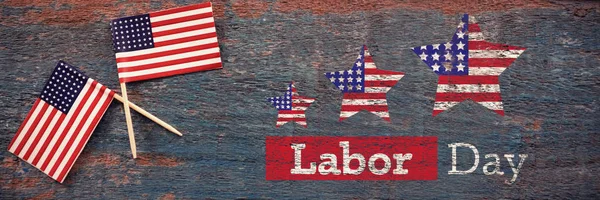 미국 국기와 함께 노동절 텍스트 — 스톡 사진