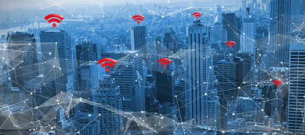 Zusammengesetztes Bild des roten Wifi-Symbols — Stockfoto