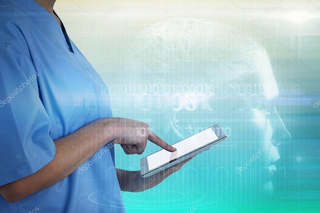 female doctor using digital tablet 