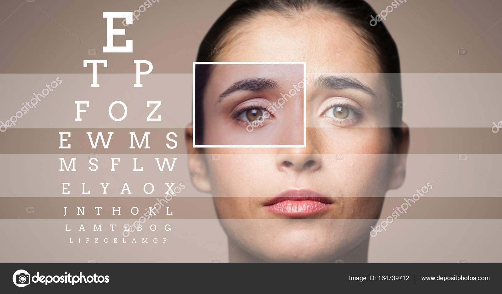 Woman with Eye test interface Stock Photo by ©vectorfusionart 164739712