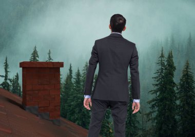 Çatıda duran işadamı