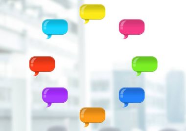 Grup odasında yüzer parlak sohbet baloncuklar