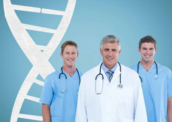 Médicos con una pelota con hebra de ADN —  Fotos de Stock