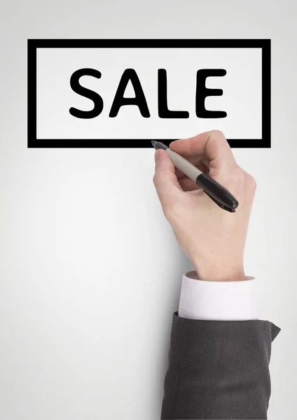 Hand interacting with sale business text — Stock Photo, Image