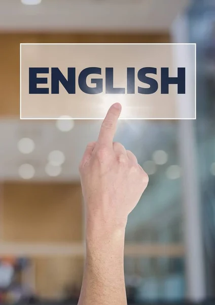 Mano interactuando con el texto de negocios Inglés — Foto de Stock