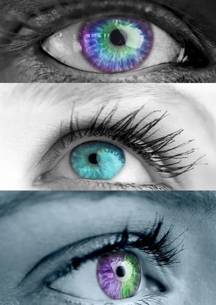 A sorozat három különböző színes szemét — Stock Fotó
