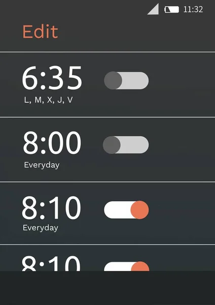 Interfaz de aplicación reloj despertador — Foto de Stock
