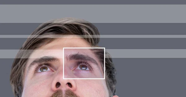 Man with eye focus box detail and lines — Stock Photo, Image