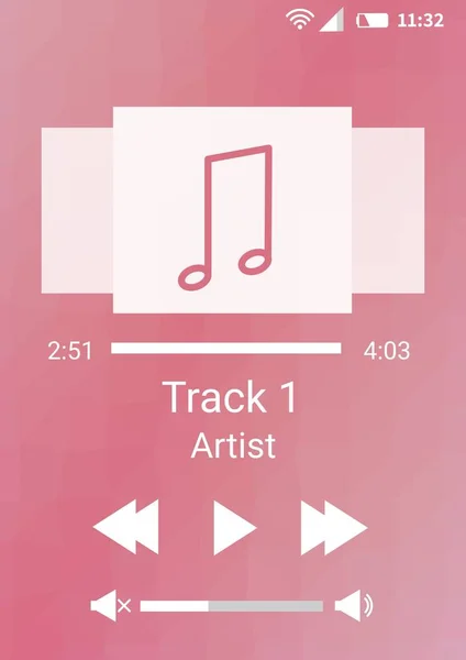 Music player alkalmazás felület — Stock Fotó