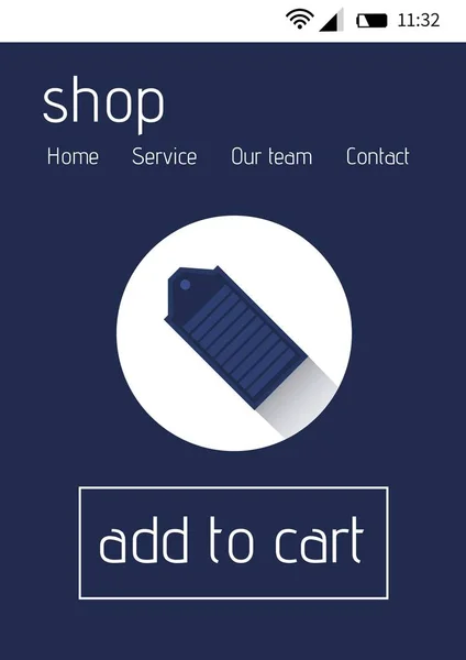 Online shopping med Lägg till i kundvagn text gräns flat — Stockfoto