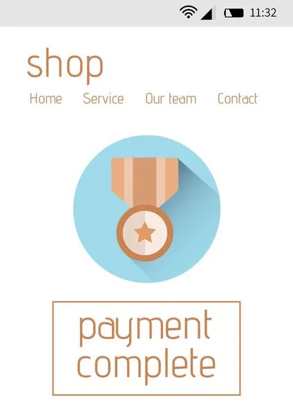 Online shopping with payment complete text interface — Stock Photo, Image
