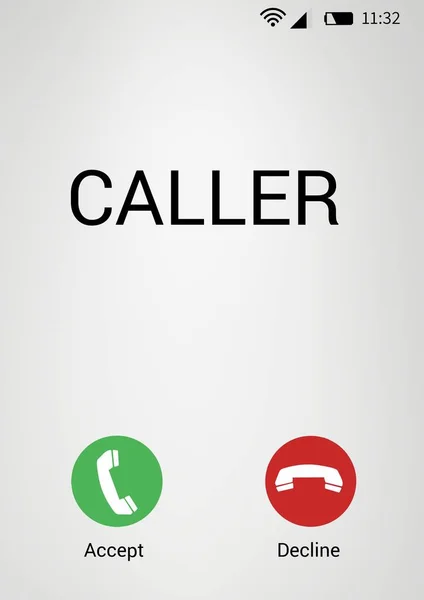 Interface de chamada telefónica recebida — Fotografia de Stock