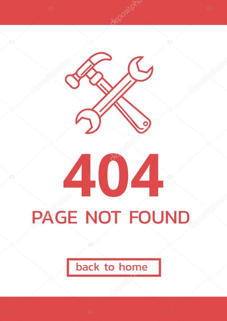 404 page not found text with tools graphics 